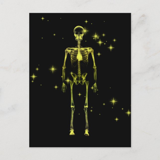 Mousserande X-Ray Skeleton - Gult Vykort (Framsida)