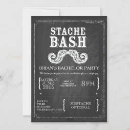 Moustache Bash Sällskapsfest Kritbräda Hipster Inbjudningar