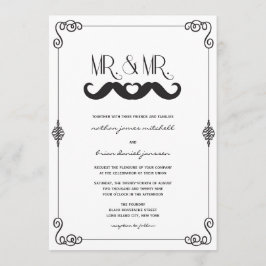 Moustache Kärlek Klassiska Antika Rullar Gay Bröll Inbjudningar