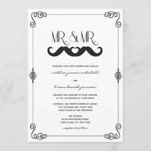 Moustache Kärlek Klassiska Antika Rullar Gay Bröll Inbjudningar