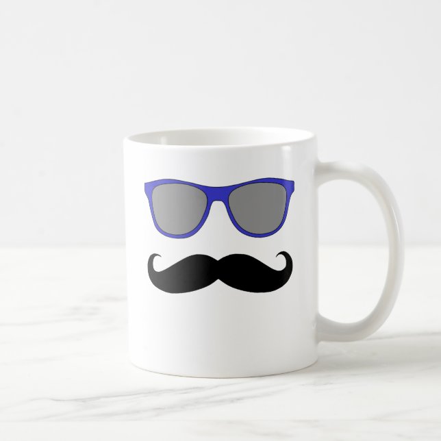 Moustache- och blåttsolglasögonhumor kaffemugg (Höger)