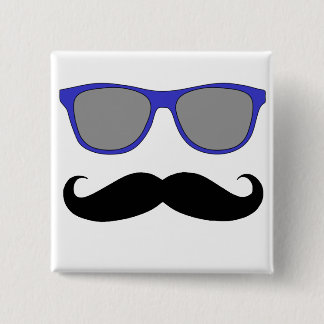 Moustache- och blåttsolglasögonhumor knapp