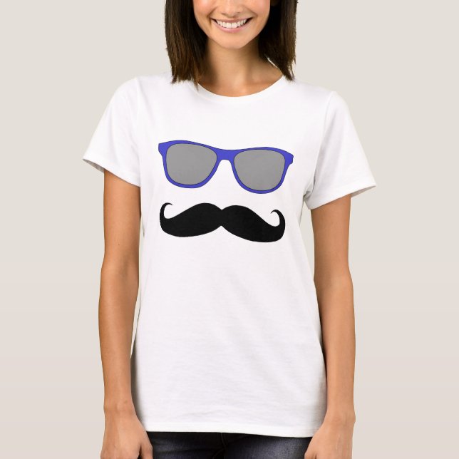 Moustache- och blåttsolglasögonhumor tröja (Framsida)