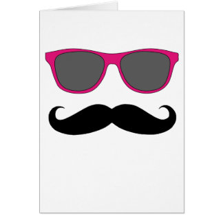 Moustache- och rosasolglasögonhumor hälsningskort
