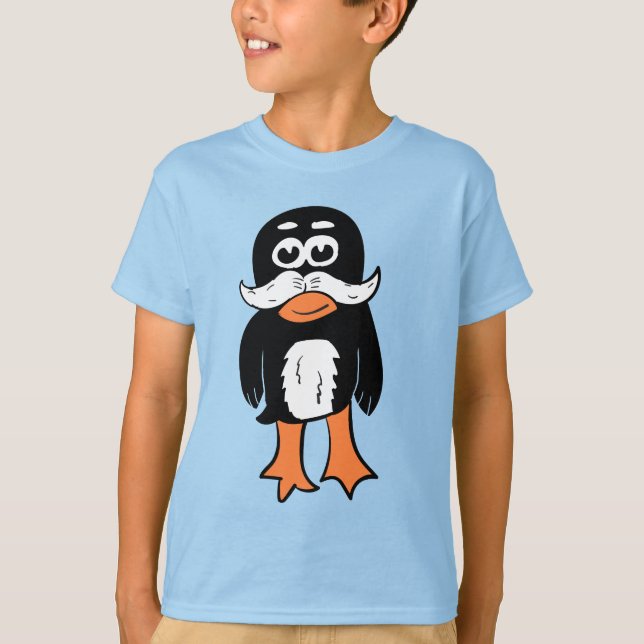 Moustache Pingvin T Shirt (Framsida)