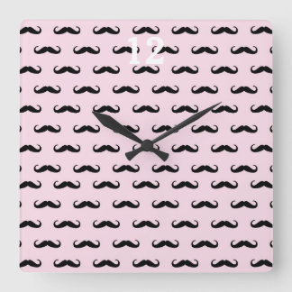 Moustache & Pink | Wanduhr Quadrat Fyrkantig Klocka