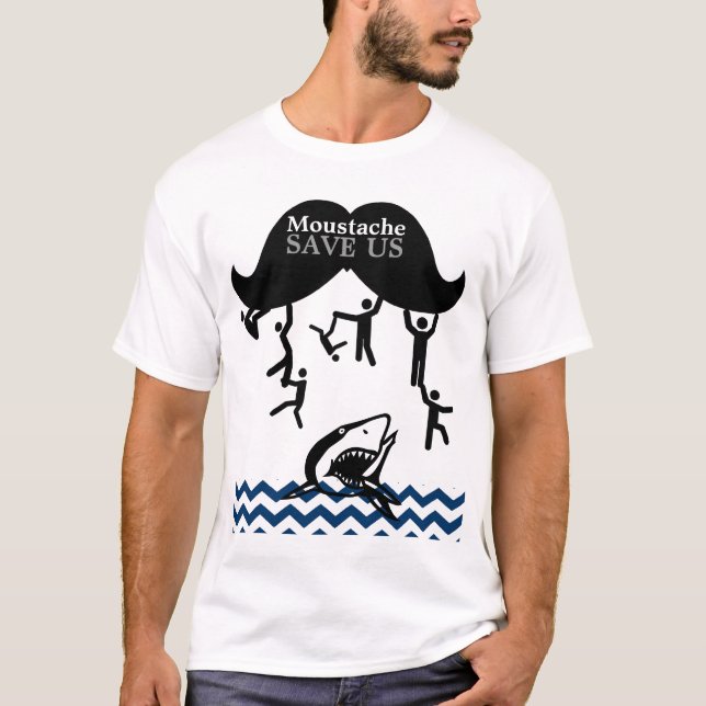Moustachen sparar oss t-shirt (Framsida)