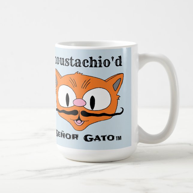 ’moustachio'd’ Señor Gato handlebar mustasch cat Kaffemugg (Höger)