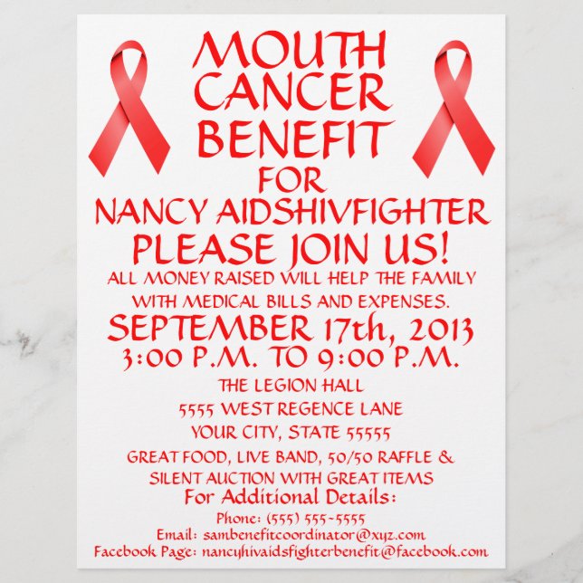 Mouth Cancer Benefit Flyer (Framsidan)
