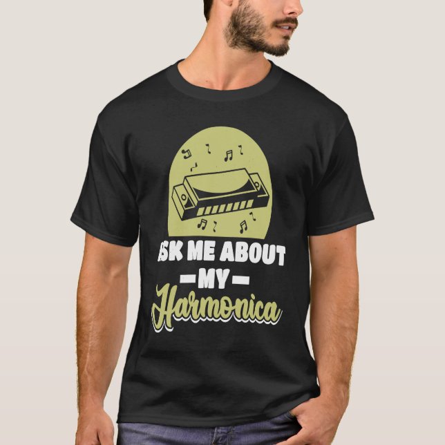 Mouth Organ Harmonica Player T Shirt (Framsida)
