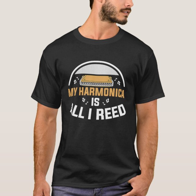 Mouth Organ Harmonica Player T Shirt (Framsida)