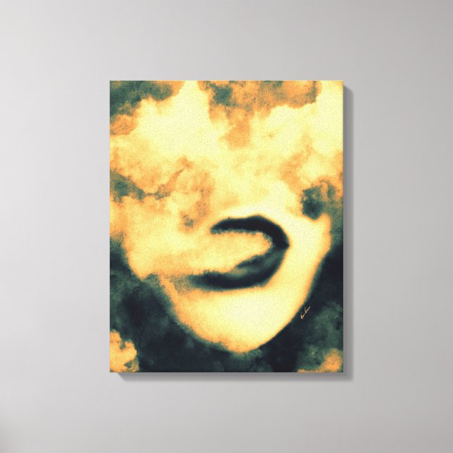Mouth Smoke Vape Grunge Art Canvastryck (Framsida)