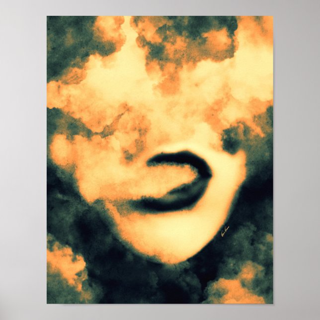 Mouth Smoke Vape Grunge Art Poster (Framsidan)