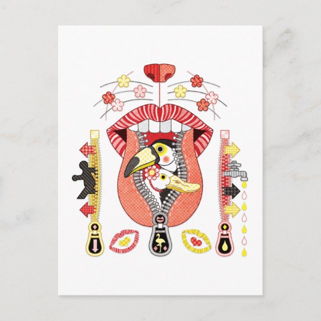 Mouth zipper exit and entrance vykort (Framsida)