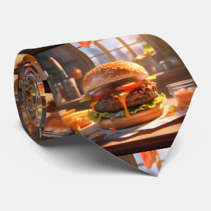 Mouthwatering Cheeseburger Neck Tie - Novelty Tie Slips