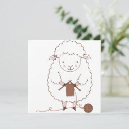 Mouton Mignon qui Tricote de la Laine Marron Inbjudningar