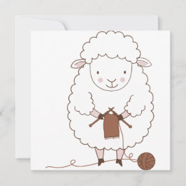Mouton Mignon qui Tricote de la Laine Marron Inbjudningar