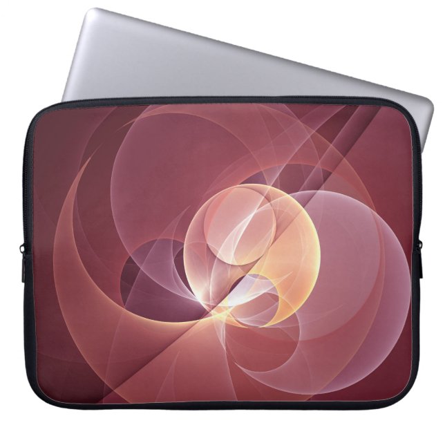 Movement Abstrakt Modern Vin Red Rosa Fractal Art Laptop Fodral (Framsidan)