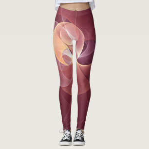 Movement Abstrakt Modern Vin Red Rosa Fractal Art Leggings