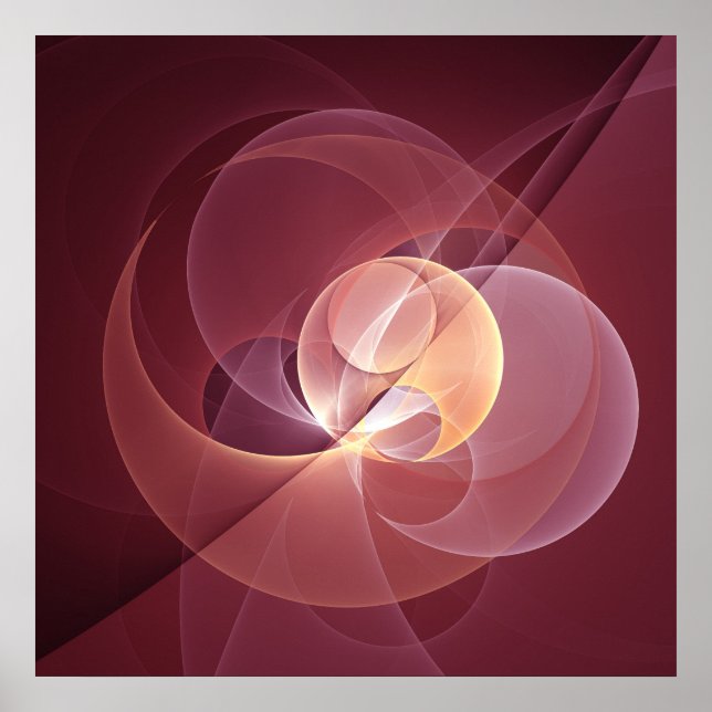 Movement Abstrakt Modern Vin Red Rosa Fractal Art Poster (Framsidan)