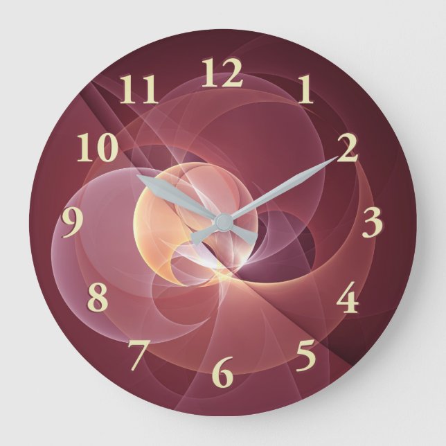 Movement Abstrakt Modern Vin Red Rosa Fractal Art Stor Klocka (Framsida)