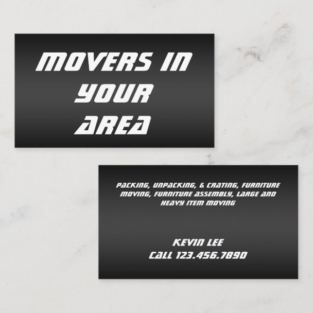 Movers Transport Visitkort (Fram/baksida)