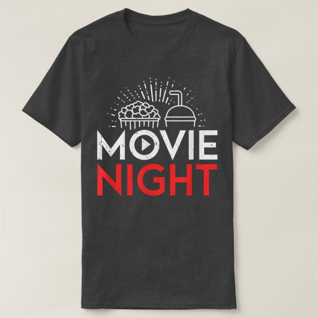 Movie Älskare Popcorn Cinema Movie Night T Shirt (Design framsida)