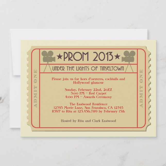 Movie Biljett Awards Ceremonys inbjudan (Framsida)