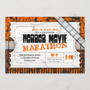 Movie Biljett Halloween Horror Movie Party Inbjudningar