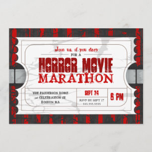 Movie Biljett Horror Movie Party Adapter Inbjudan