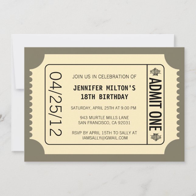 Movie Biljett Inbjudningar (Framsida)