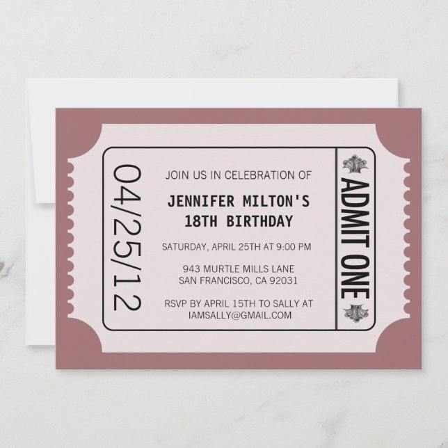 Movie Biljett Inbjudningar (Framsida)