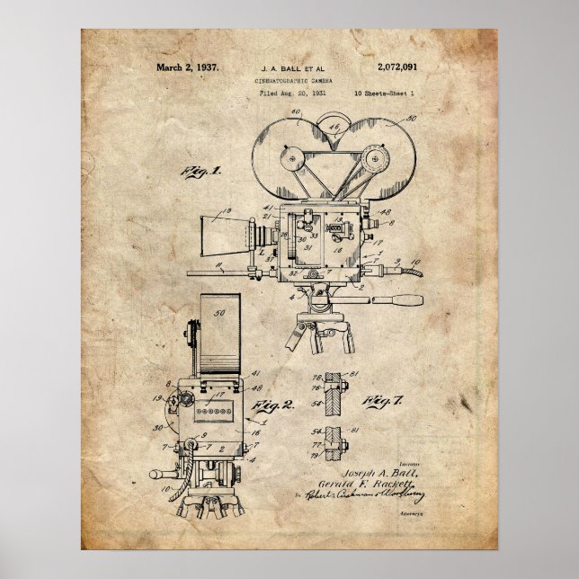 Movie Camera Patent Poster (Framsidan)