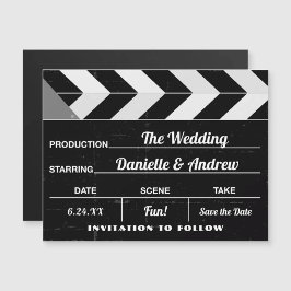Movie Clap Board Black White Bröllop spara datum