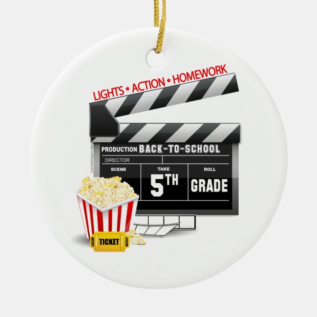 Movie Clapboard 5 Klass Julgransprydnad Keramik (Framsidan)