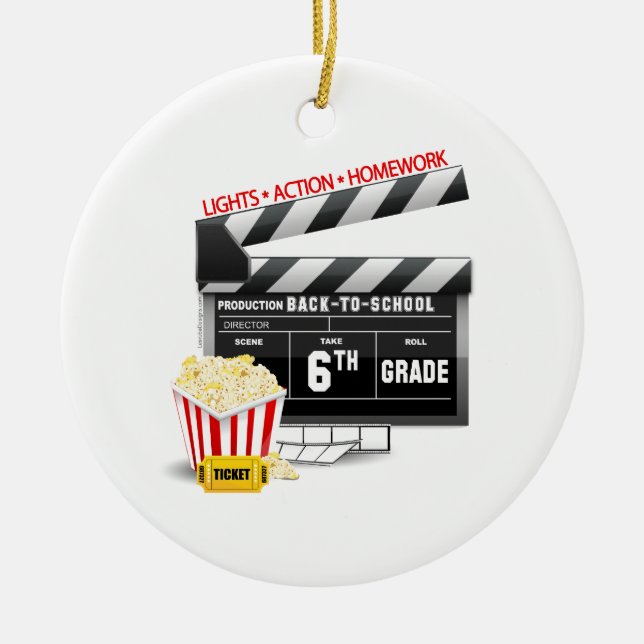 Movie Clapboard 6e Klass Julgransprydnad Keramik (Framsidan)
