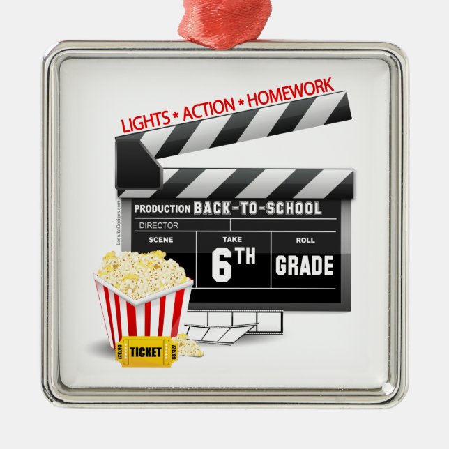 Movie Clapboard 6e Klass Julgransprydnad Metall (Framsidan)