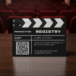 Movie Film Clap Board QR Code Wedding Registry Tilläggskort