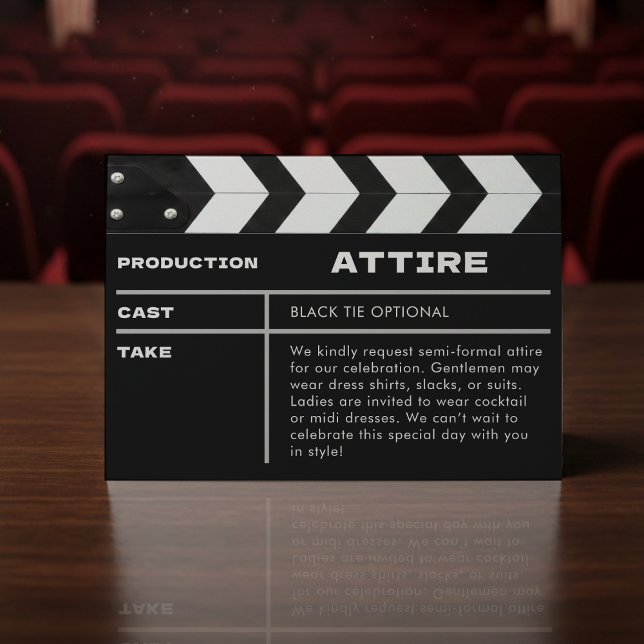 Movie Film Clap Board Wedding Attire Tilläggskort (Movie Film Clap Board Wedding Attire Enclosure Card
)