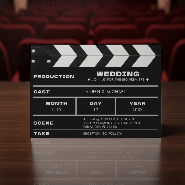 Movie Film Clap Board Wedding Inbjudningar (Skapare uppladdad)