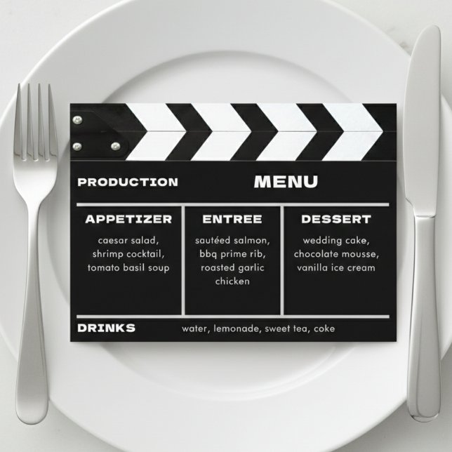 Movie Film Clap Board Wedding Meny (Movie Film Clap Board Wedding Menu
)