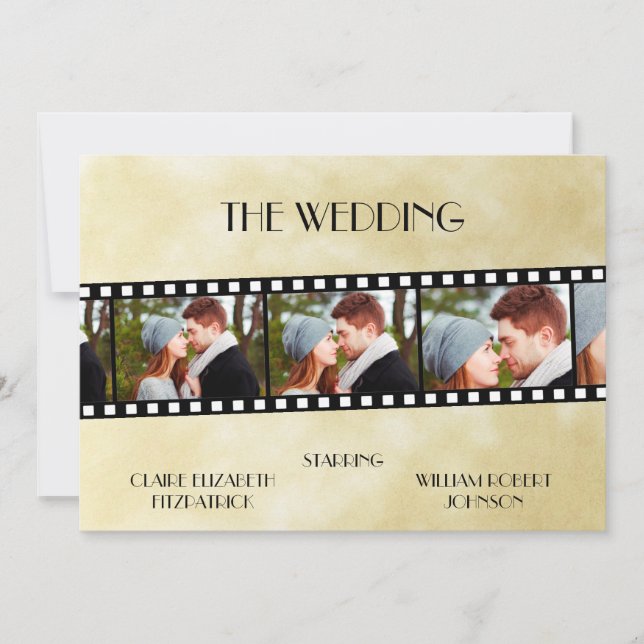 Movie Film Strip Photo Collage Wedding-inbjudan Spara Datumet (Framsida)