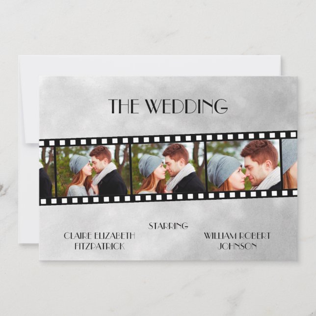 Movie Film Strip Photo Collage Wedding-inbjudan Spara Datumet (Framsida)