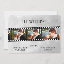 Movie Film Strip Photo Collage Wedding-inbjudan