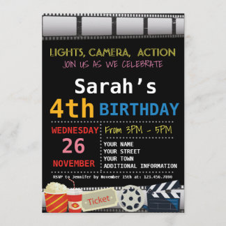 MOVIE FÖDELSEDAGSFEST INBJUDAN