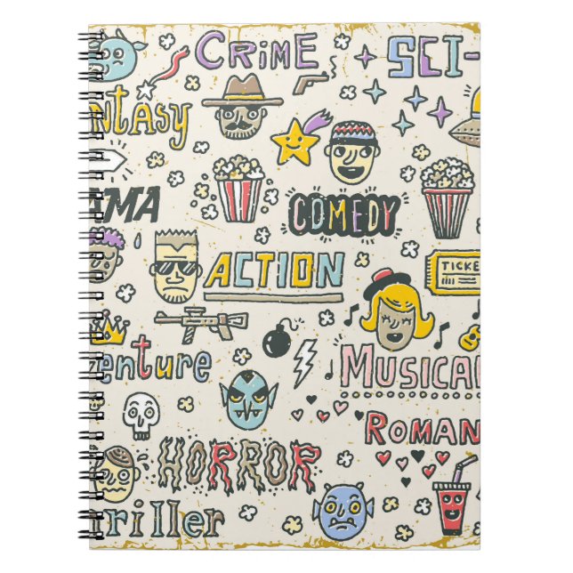 Movie Genres: TV Visar Doodle Set Anteckningsbok (Framsidan)