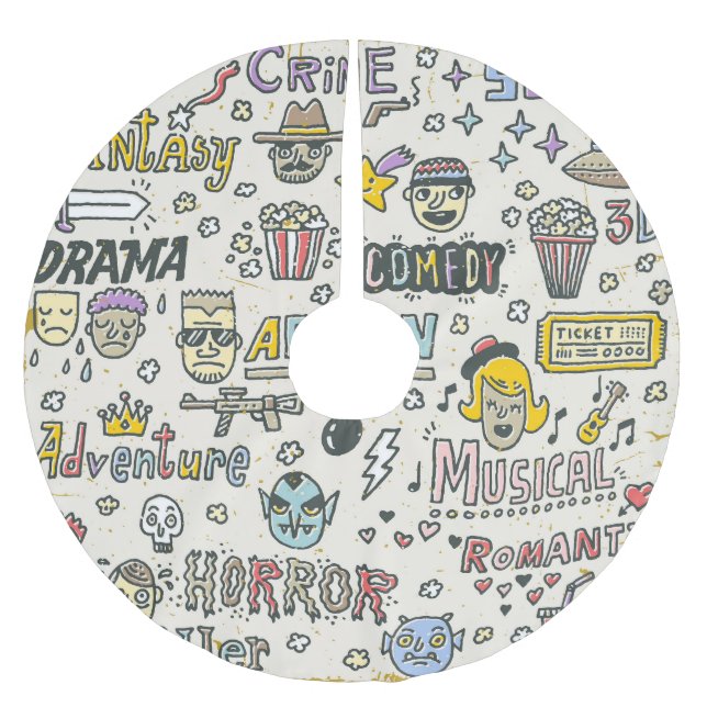 Movie Genres: TV Visar Doodle Set Julgransmatta Borstad Polyester (Framsidan)