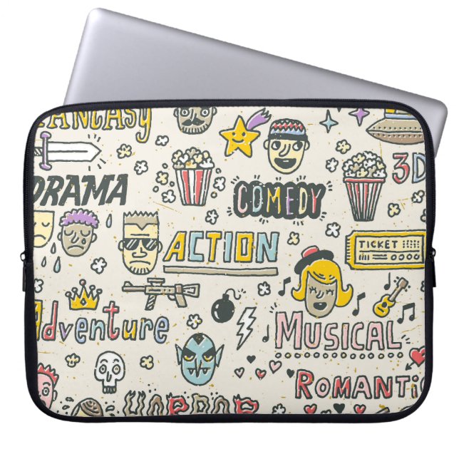 Movie Genres: TV Visar Doodle Set Laptop Fodral (Framsidan)
