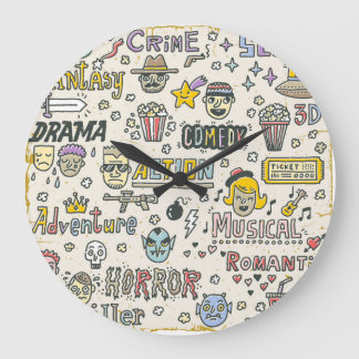 Movie Genres: TV Visar Doodle Set Stor Klocka