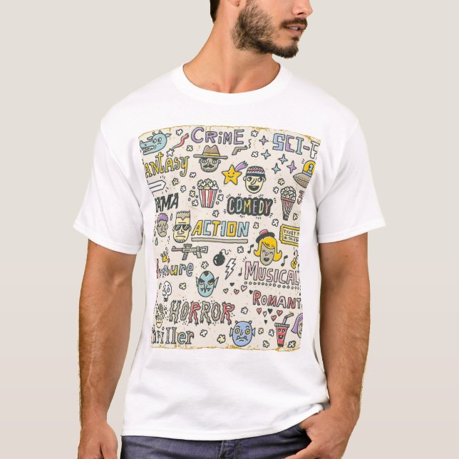 Movie Genres: TV Visar Doodle Set T Shirt (Framsida)